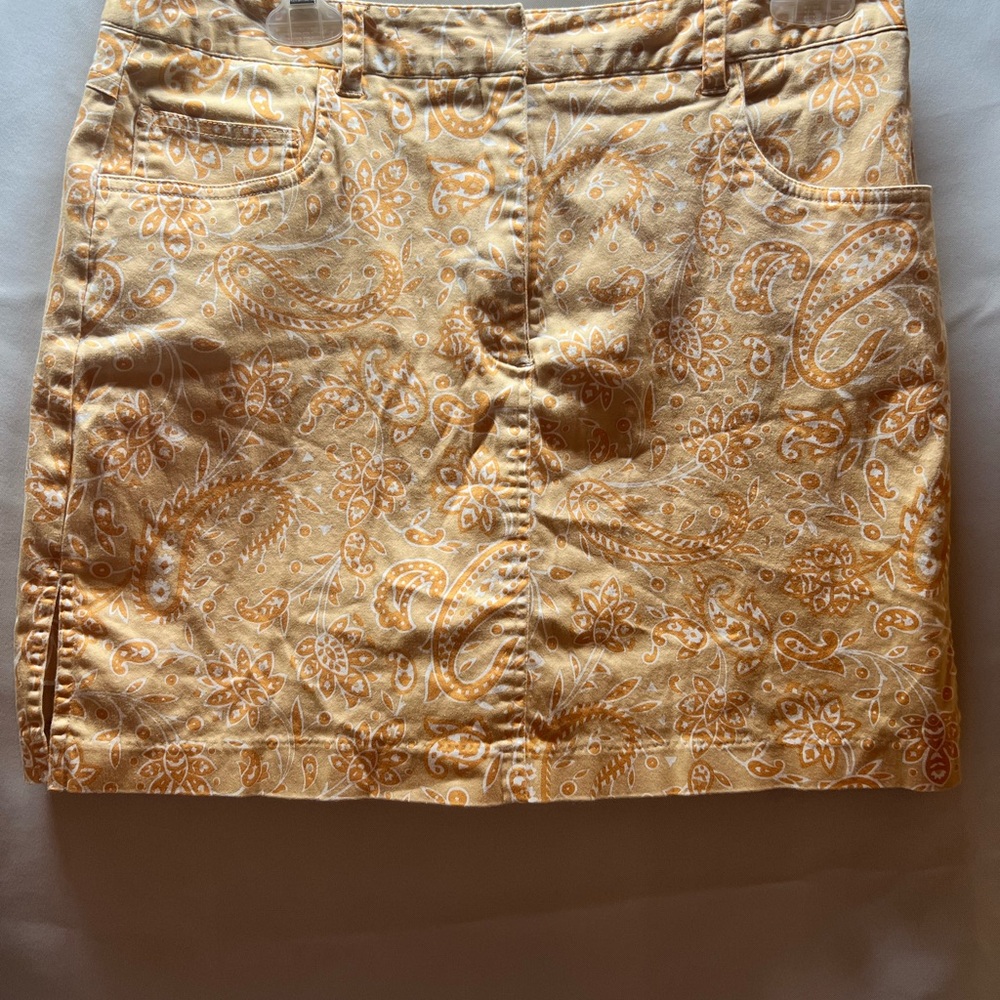 Bamboo Traders Floral Paisley Mini Skirt - Tan